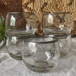*Sold* Silver Rimmed Rollie-Pollie glasses with tray